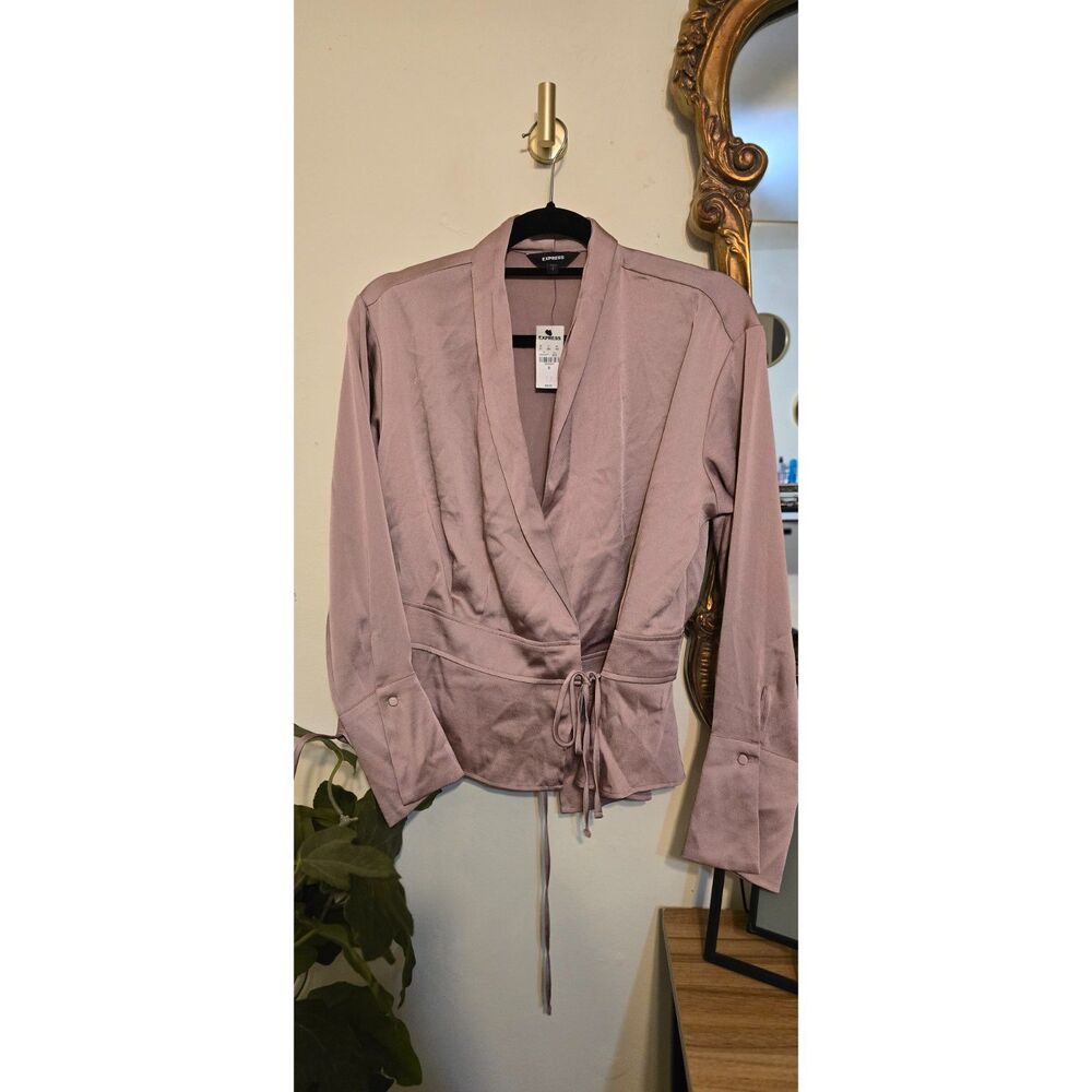 Express Pink Wrap Around Long Sleeve Shirt | Size S